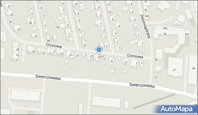 Szczecin, Gronowa, 13, mapa Szczecina