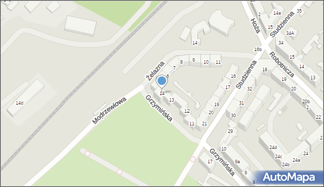 Szczecin, Grzymińska, 14, mapa Szczecina