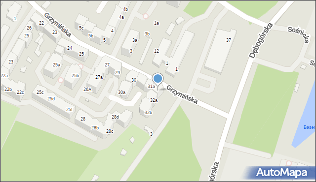 Szczecin, Grzymińska, 32, mapa Szczecina