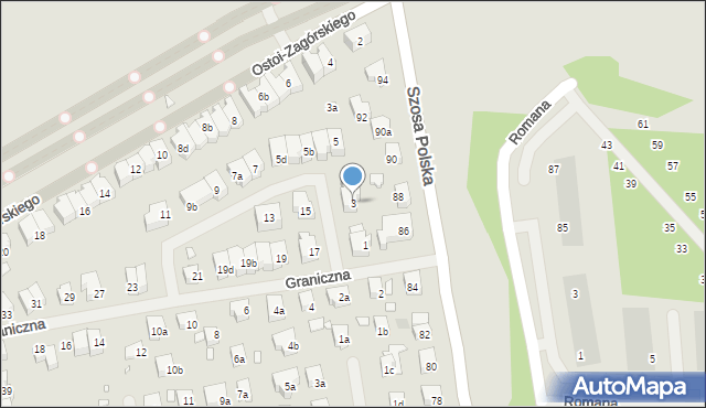 Szczecin, Graniczna, 3, mapa Szczecina