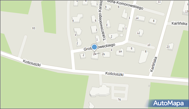 Szczecinek, Grota-Roweckiego Stefana, gen., 2A, mapa Szczecinek