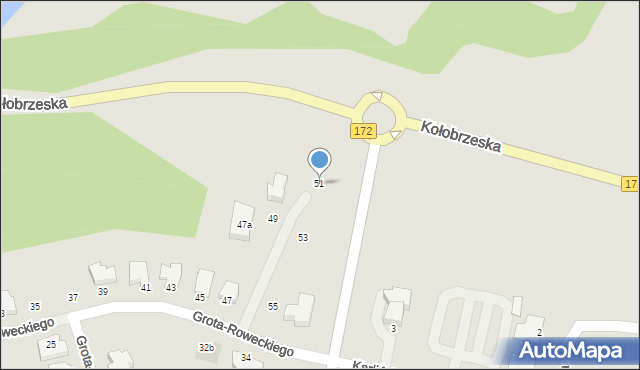 Szczecinek, Grota-Roweckiego Stefana, gen., 51, mapa Szczecinek