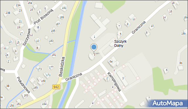 Szczyrk, Graniczna, 3, mapa Szczyrk