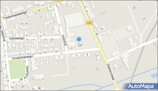 Szubin, Grudzielskiego Kazimierza, gen., 21a, mapa Szubin