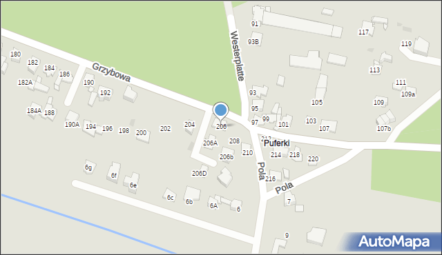 Tarnowskie Góry, Grzybowa, 206, mapa Tarnowskie Góry