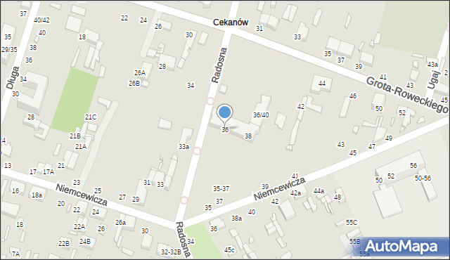 Tomaszów Mazowiecki, Grota-Roweckiego Stefana, gen., 36, mapa Tomaszów Mazowiecki