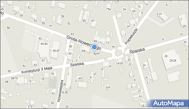 Tomaszów Mazowiecki, Grota-Roweckiego Stefana, gen., 70, mapa Tomaszów Mazowiecki