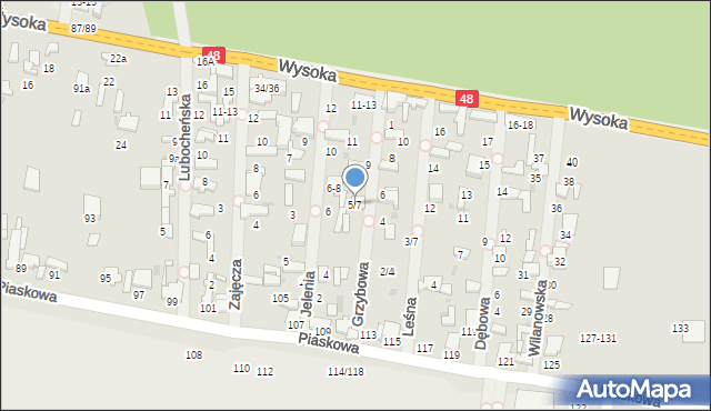 Tomaszów Mazowiecki, Grzybowa, 5/7, mapa Tomaszów Mazowiecki