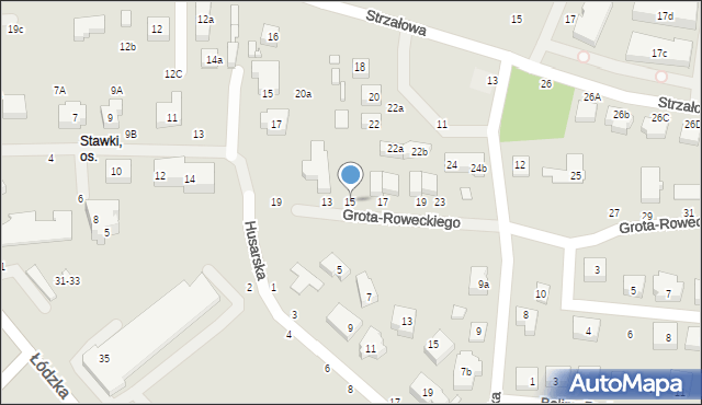 Toruń, Grota-Roweckiego Stefana, gen., 15, mapa Torunia