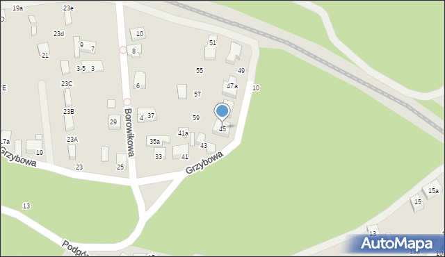 Toruń, Grzybowa, 45, mapa Torunia