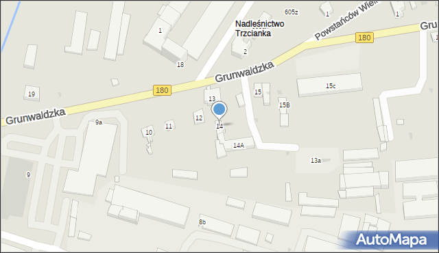 Trzcianka, Grunwaldzka, 14, mapa Trzcianka