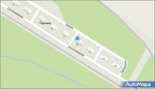 Trzebinia, Grunwaldzka, 84, mapa Trzebinia