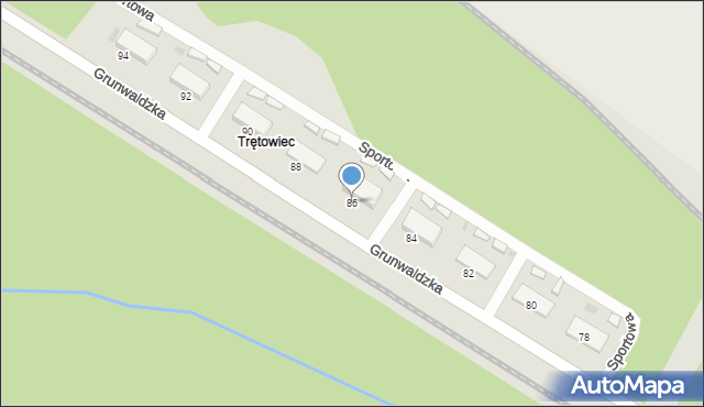 Trzebinia, Grunwaldzka, 86, mapa Trzebinia