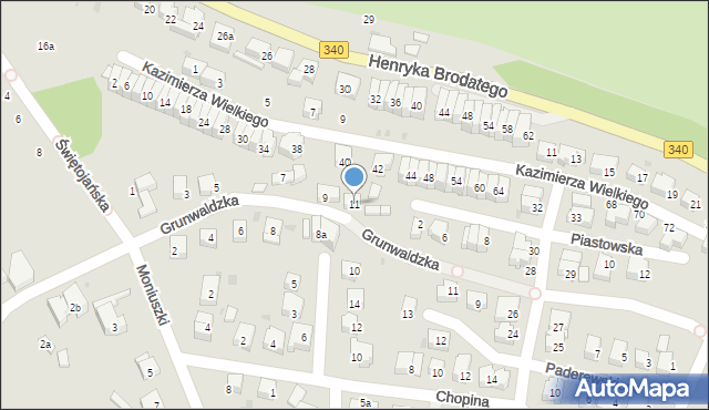 Trzebnica, Grunwaldzka, 11, mapa Trzebnica