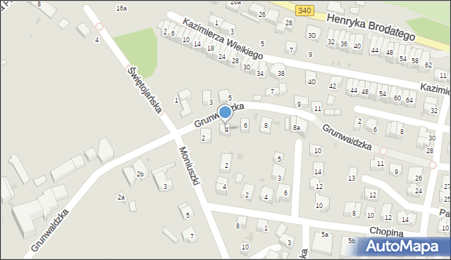 Trzebnica, Grunwaldzka, 4, mapa Trzebnica