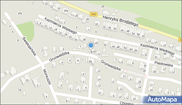 Trzebnica, Grunwaldzka, 9, mapa Trzebnica