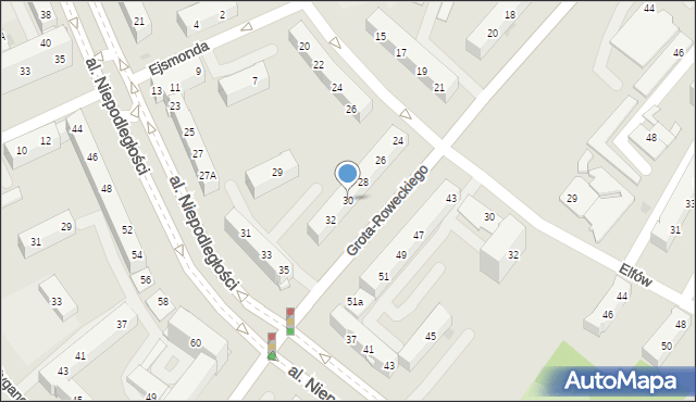 Tychy, Grota-Roweckiego Stefana, gen., 30, mapa Tychów