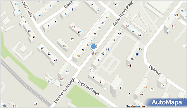 Tychy, Grota-Roweckiego Stefana, gen., 67a, mapa Tychów