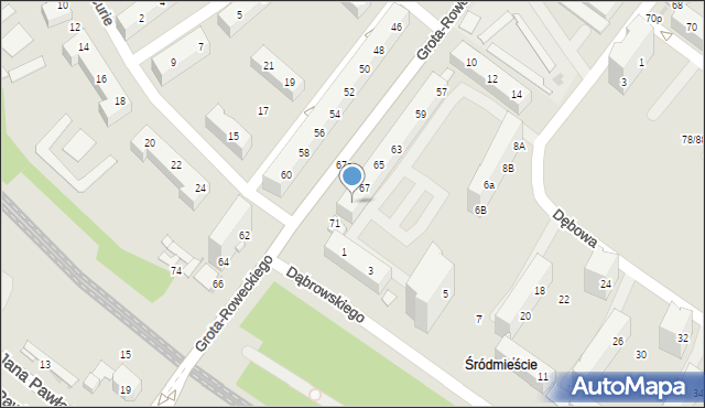 Tychy, Grota-Roweckiego Stefana, gen., 69, mapa Tychów