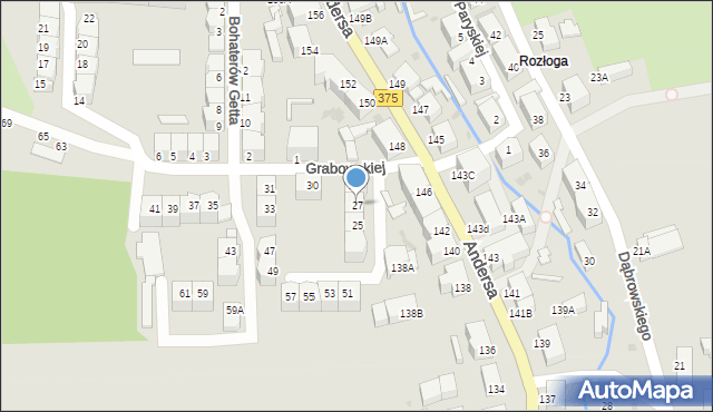 Wałbrzych, Grabowskiej Ireny, 27, mapa Wałbrzycha