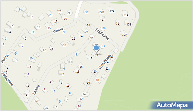 Warchały, Grzybowa, 19, mapa Warchały