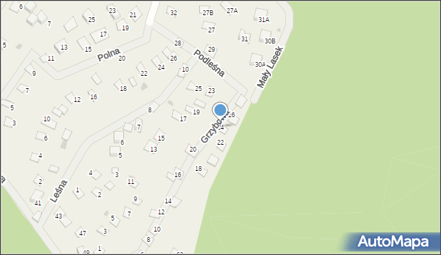 Warchały, Grzybowa, 24, mapa Warchały