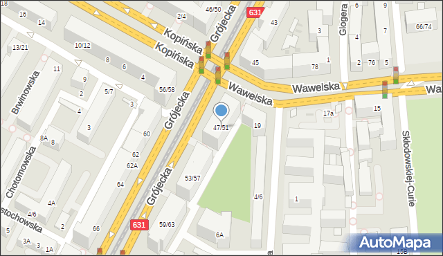 Warszawa, Grójecka, 47/51, mapa Warszawy