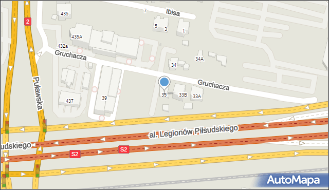 Warszawa, Gruchacza, 35, mapa Warszawy