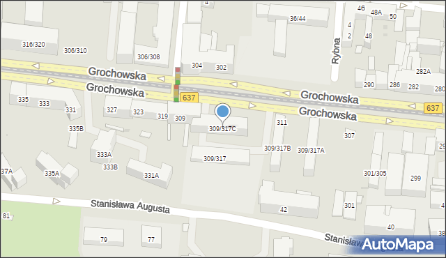 Warszawa, Grochowska, 309/317C, mapa Warszawy