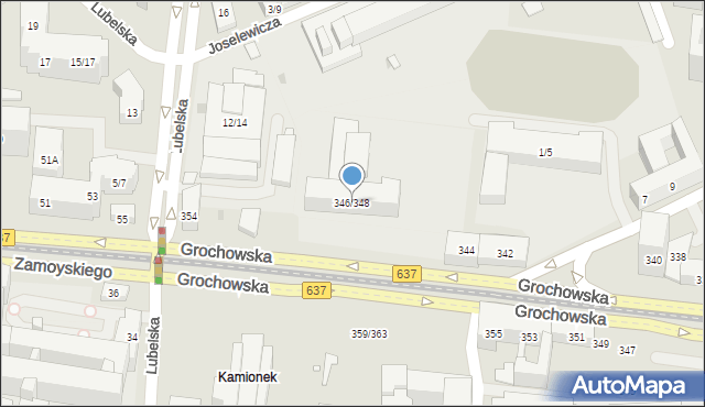 Warszawa, Grochowska, 346/348, mapa Warszawy