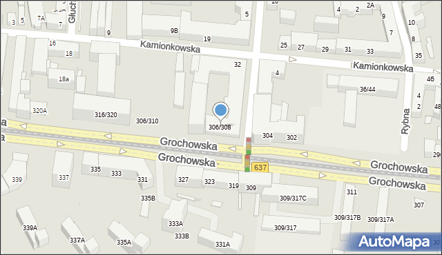Warszawa, Grochowska, 306/308, mapa Warszawy