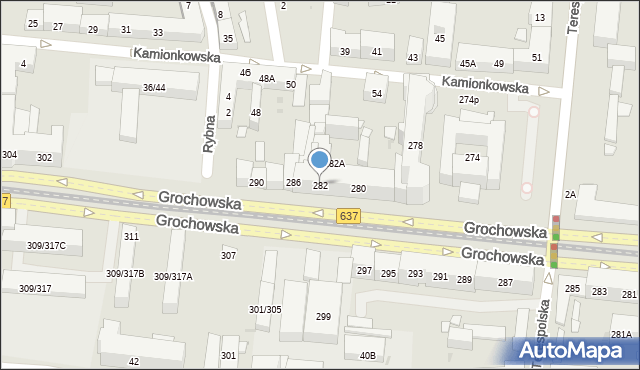 Warszawa, Grochowska, 282, mapa Warszawy