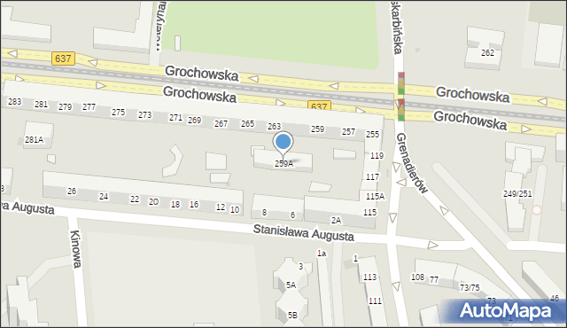 Warszawa, Grochowska, 259A, mapa Warszawy