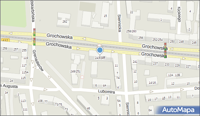 Warszawa, Grochowska, 243/245, mapa Warszawy