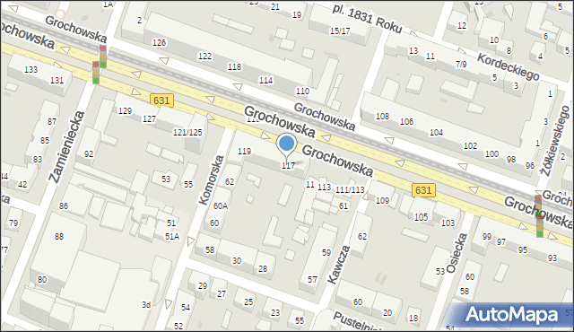Warszawa, Grochowska, 117, mapa Warszawy