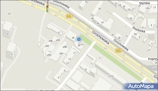 Warszawa, Grochowska, 43, mapa Warszawy