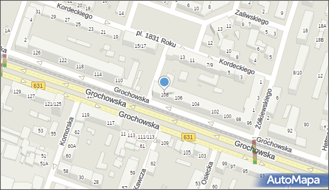 Warszawa, Grochowska, 108, mapa Warszawy