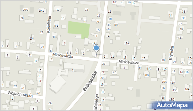 Wasilków, Grodzieńska, 1, mapa Wasilków