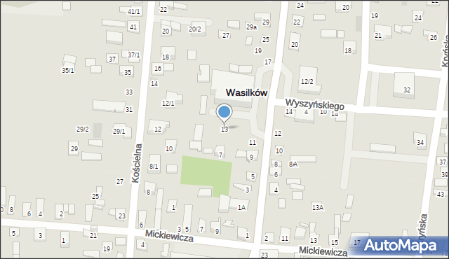 Wasilków, Grodzieńska, 13, mapa Wasilków