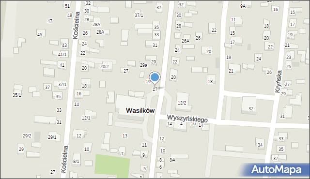 Wasilków, Grodzieńska, 17, mapa Wasilków