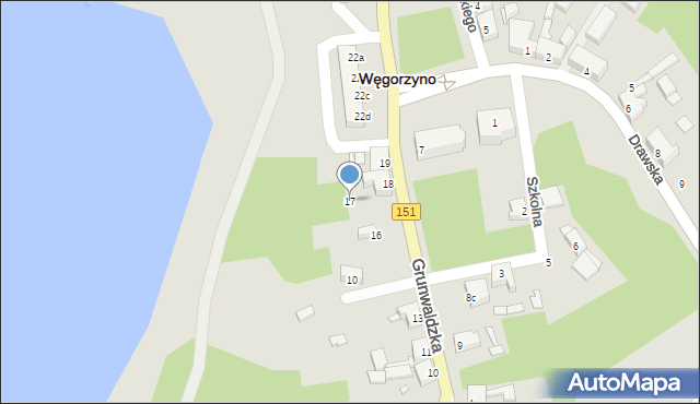 Węgorzyno, Grunwaldzka, 17, mapa Węgorzyno