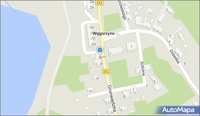 Węgorzyno, Grunwaldzka, 19, mapa Węgorzyno