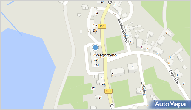 Węgorzyno, Grunwaldzka, 22b, mapa Węgorzyno