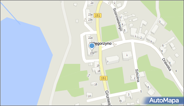 Węgorzyno, Grunwaldzka, 22d, mapa Węgorzyno