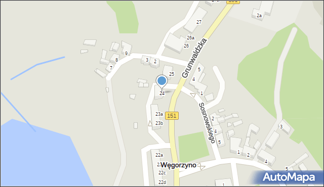 Węgorzyno, Grunwaldzka, 24, mapa Węgorzyno