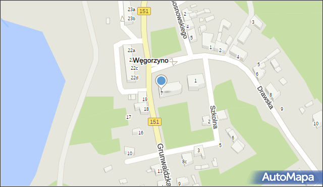 Węgorzyno, Grunwaldzka, 7, mapa Węgorzyno