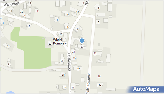 Wielki Komorsk, Grudziądzka, 13, mapa Wielki Komorsk