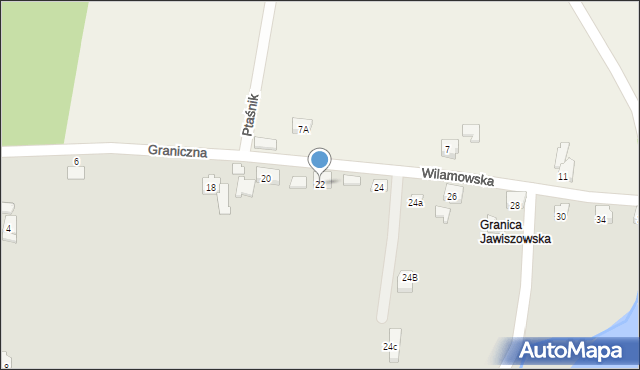 Wilamowice, Graniczna, 22, mapa Wilamowice