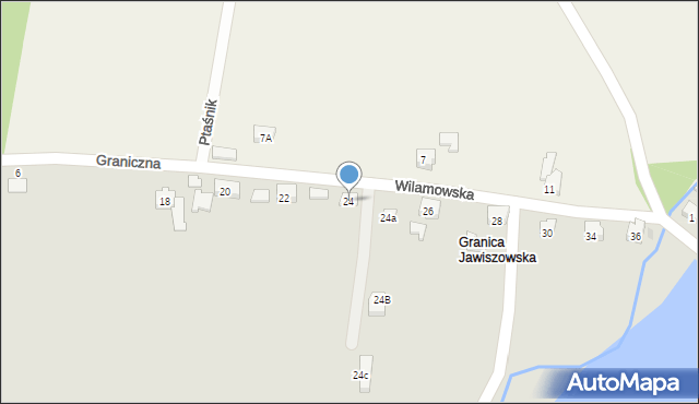 Wilamowice, Graniczna, 24, mapa Wilamowice