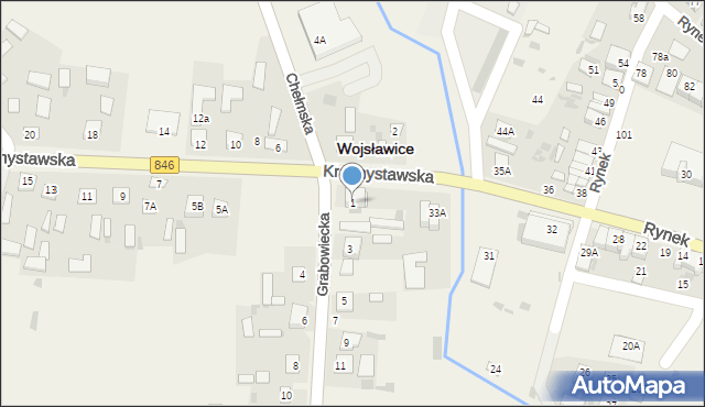 Wojsławice, Grabowiecka, 1, mapa Wojsławice